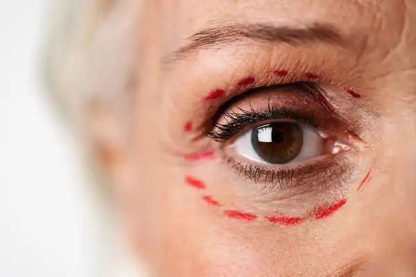 Woman preparing for eyelift